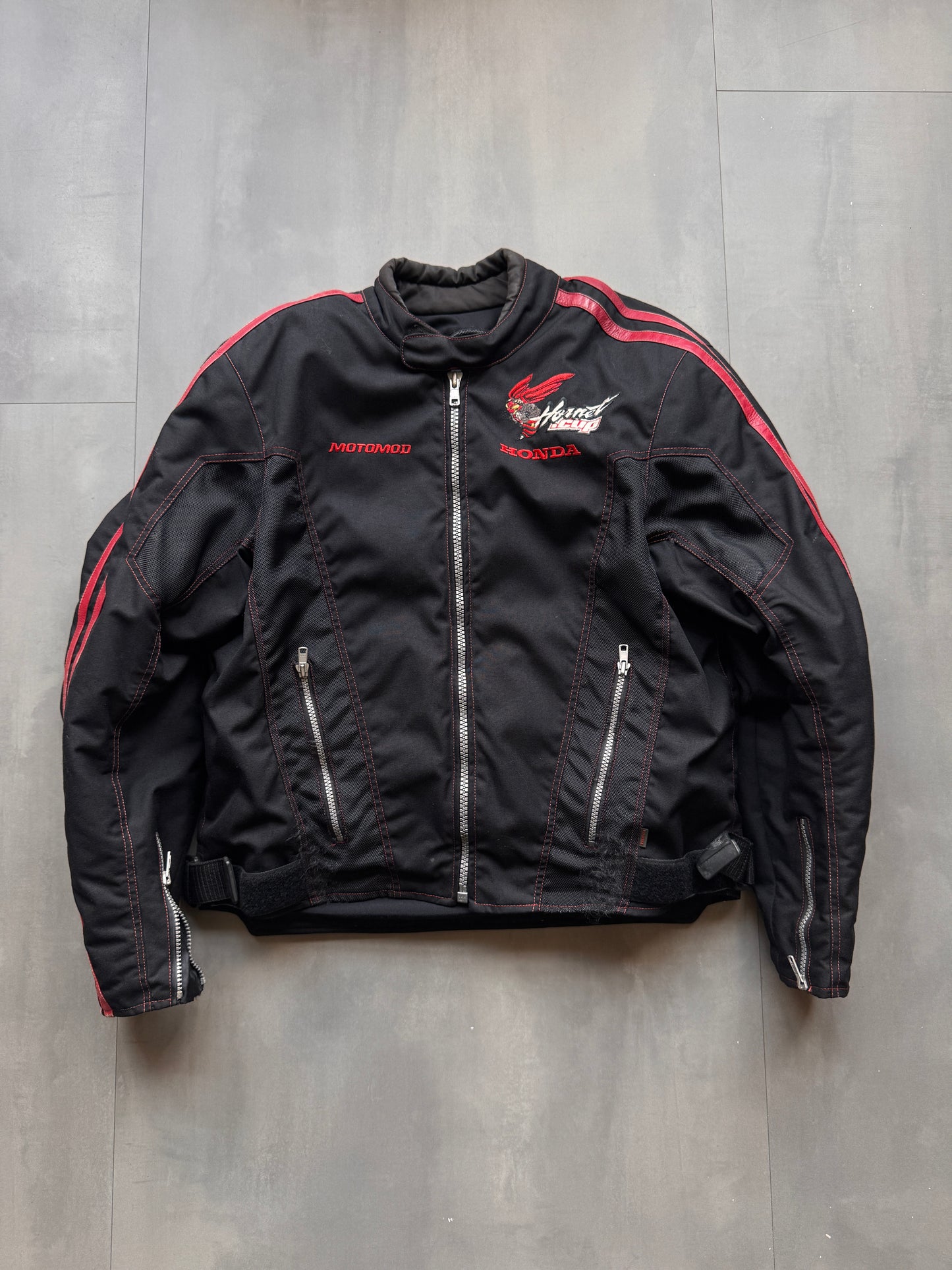 VINTAGE HONDA HORNET CUP BLACK MOTORCYCLE JACKET - L