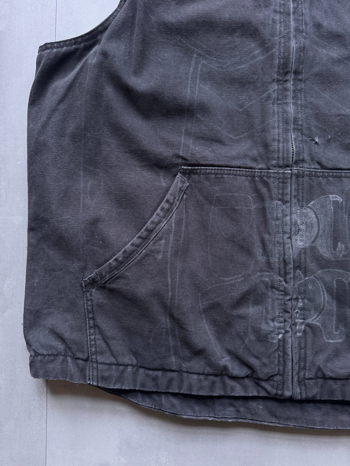 VINTAGE WOLVERINE FADED BLACK WORKWEAR GILET - XL
