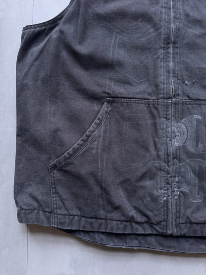 VINTAGE WOLVERINE FADED BLACK WORKWEAR GILET - XL