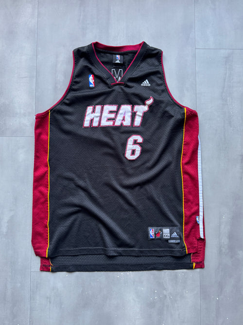 VINTAGE ADIDAS NBA MIAMI HEAT LEBRON JAMES BLACK JERSEY - XXL