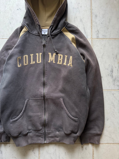 COLUMBIA BROWN/BEIGE ZIP UP HOODIE - XLARGE