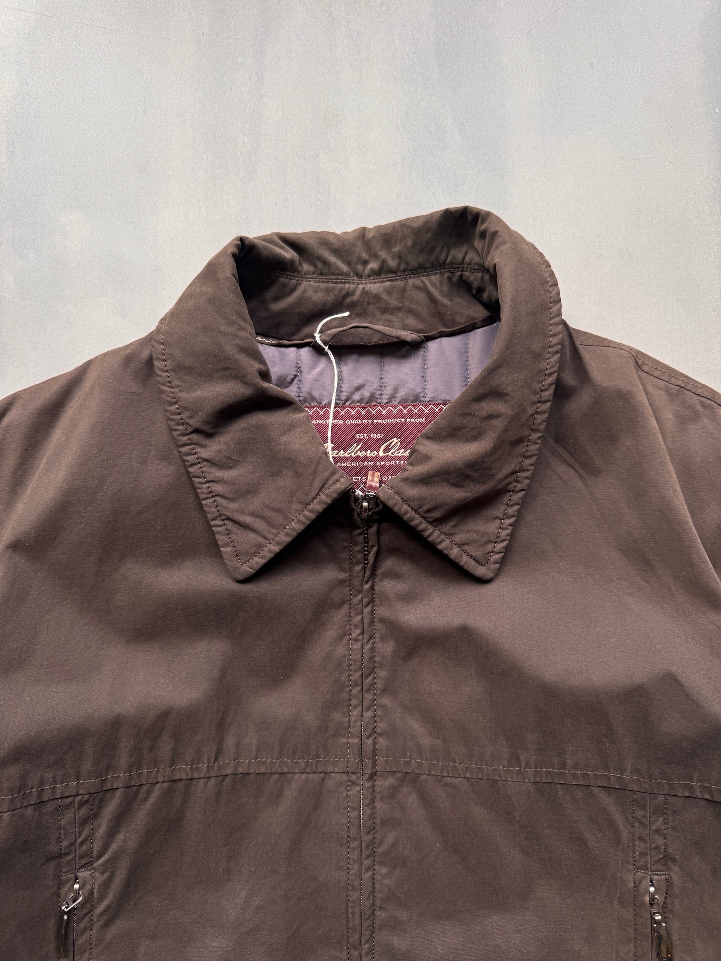 VINTAGE MARLBORO CLASSICS BROWN TRENCHCOAT - L