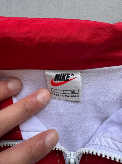 VINTAGE NIKE CHEERLEADER RED/WHITE TRACK JACKET - S