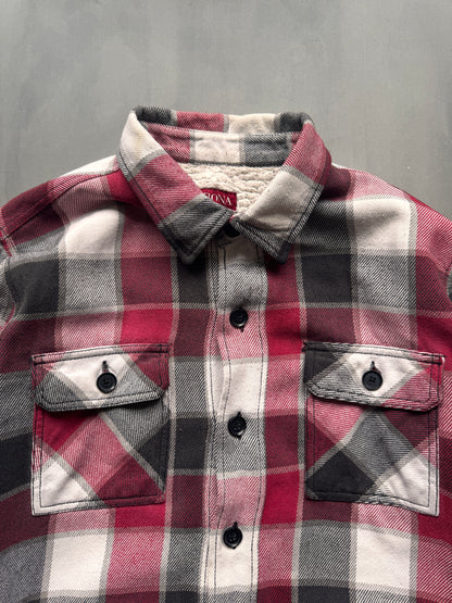 VINTAGE SHERPA LINED FLANNEL JACKET - L