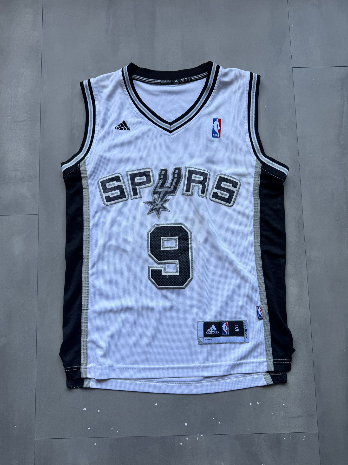 VINTAGE ADIDAS NBA SAN ANTONIO SPURS TONY PARKER WHITE JERSEY - S