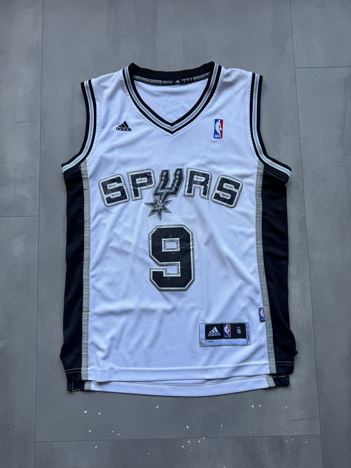 VINTAGE ADIDAS NBA SAN ANTONIO SPURS TONY PARKER WHITE JERSEY - S