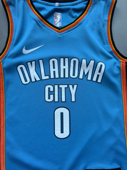VINTAGE BOOTLEG NIKE NBA OKLAHOMA CITY THUNDER BLUE WESTBROOK JERSEY - XS