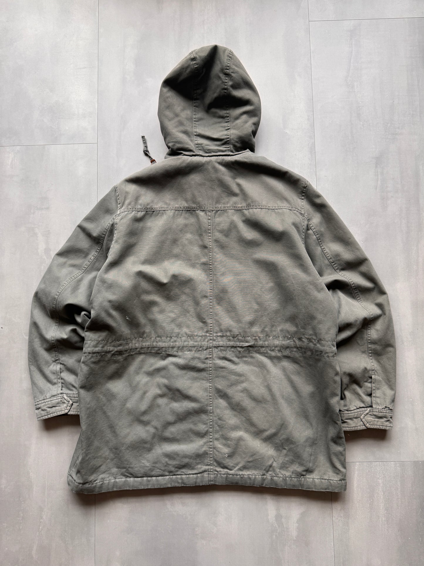 VINTAGE NORTHWESTERN SHERPA LINED GREY/GREEN PARKA JACKET - XXL