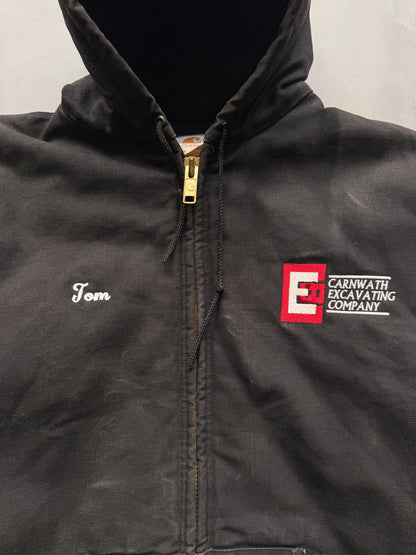 VINTAGE CARHARTT CARNWATH EXCAVATING FADED GREY ACTIVE JACKET - XL