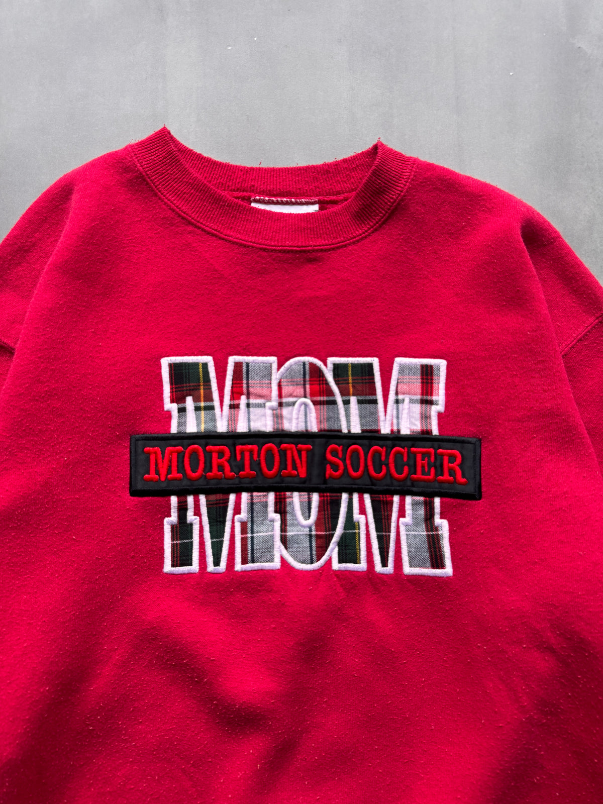 VINTAGE LEE HEAVYWEIGHT MORTON SOCCER RED SWEATER - M