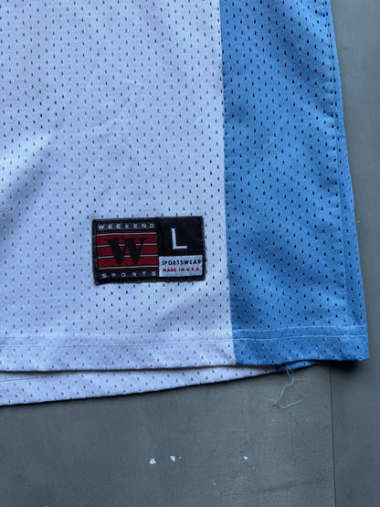 VINTAGE NORTH CAROLINA WHITE/BLUE FOOTBALL JERSEY - L