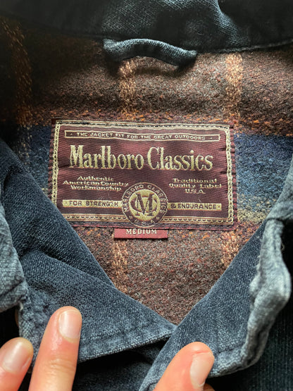 MARLBORO CLASSICS VELVET NAVY TRUCKER JACKET - MEDIUM