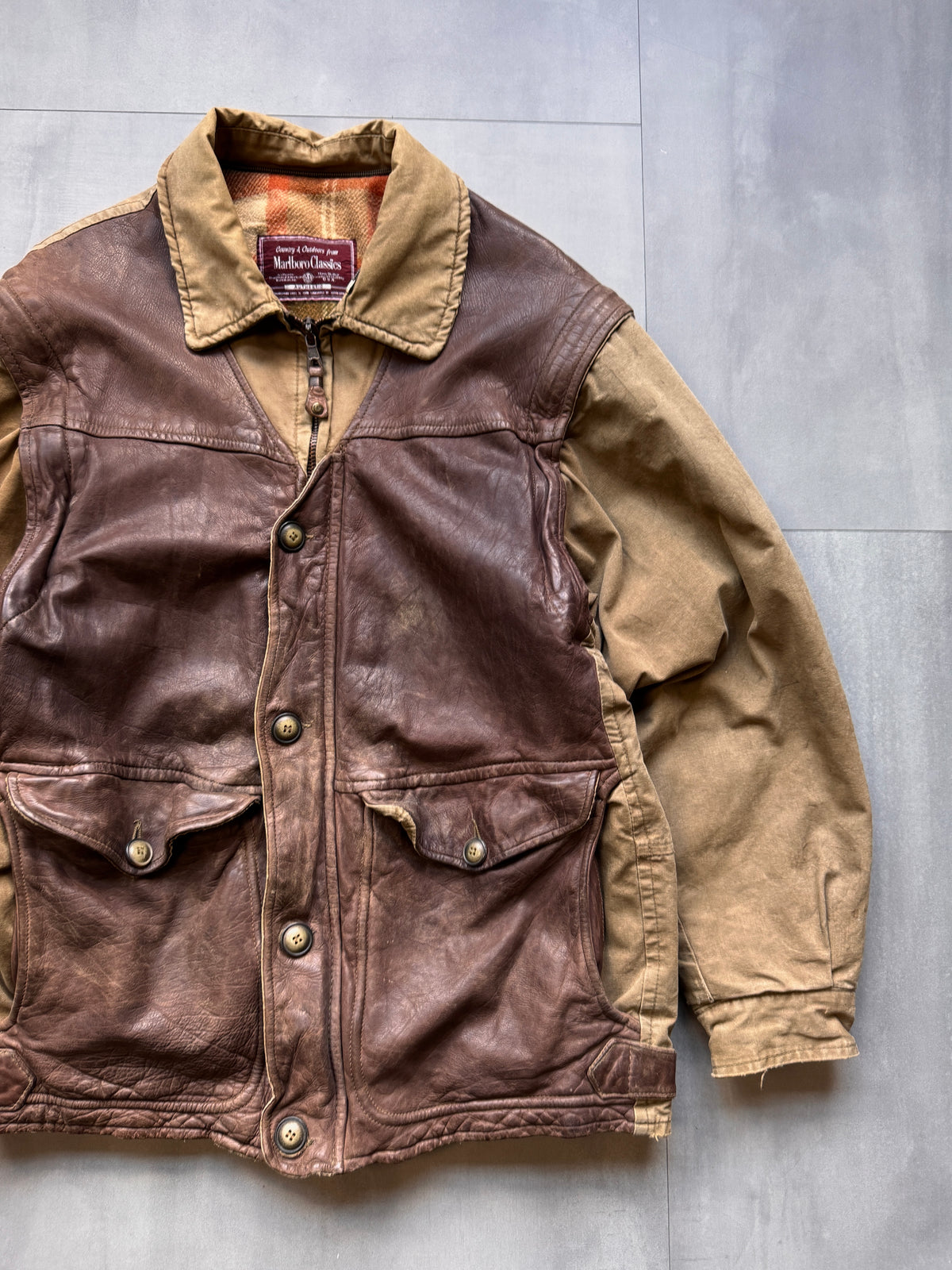 VINTAGE MARLBORO CLASSICS LEATHER JACKET - L