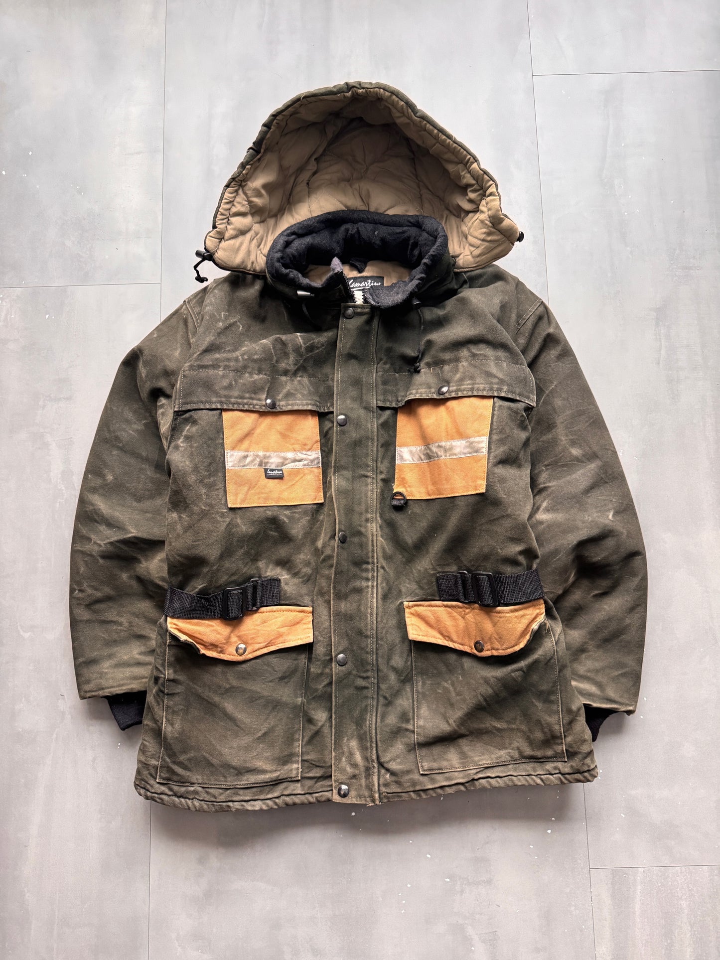 VINTAGE LAMARTINE FADED DARK GREEN HEAVY WORK JACKET - L