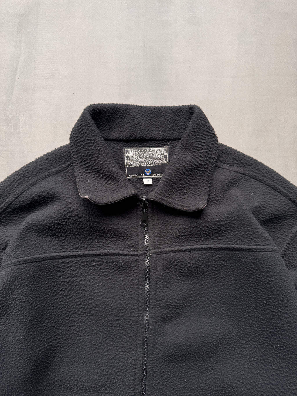 VINTAGE AVIREX U.S.A. FLIGHT GARMENT BLACK FLEECE - MEDIUM