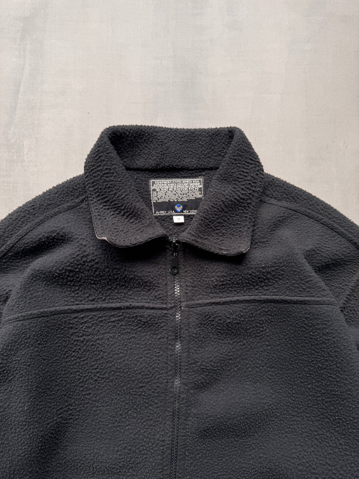 VINTAGE AVIREX U.S.A. FLIGHT GARMENT BLACK FLEECE - MEDIUM