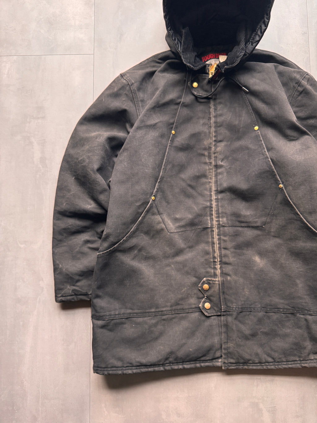 VINTAGE TOUGH DUCK BLACK WORKWEAR JACKET - XL