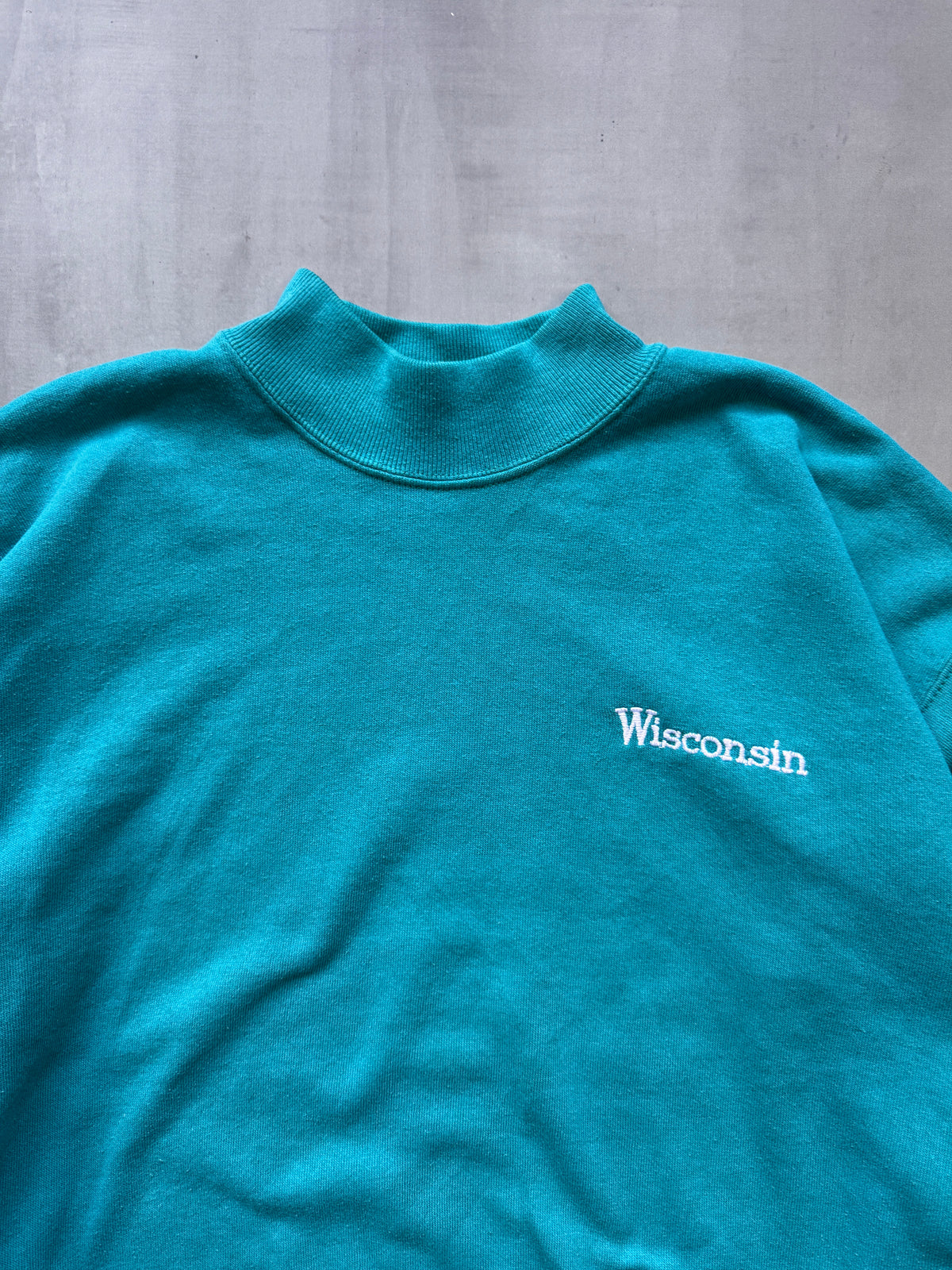 VINTAGE LEE WISCONSIN TEAL SWEATER - LARGE