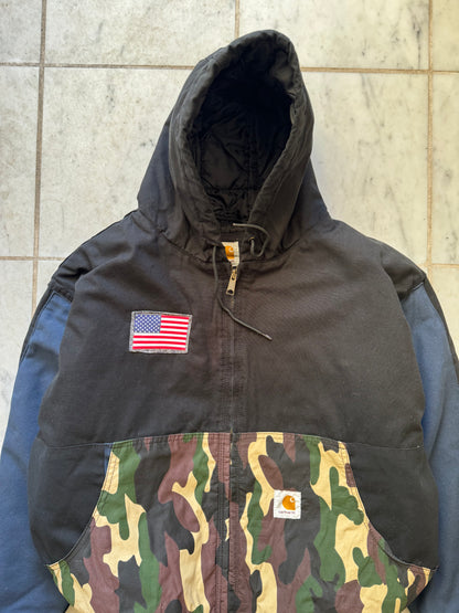 CARHARTT REWORKED CAMO PATTERN ACTIVE JACKET - XLARGE