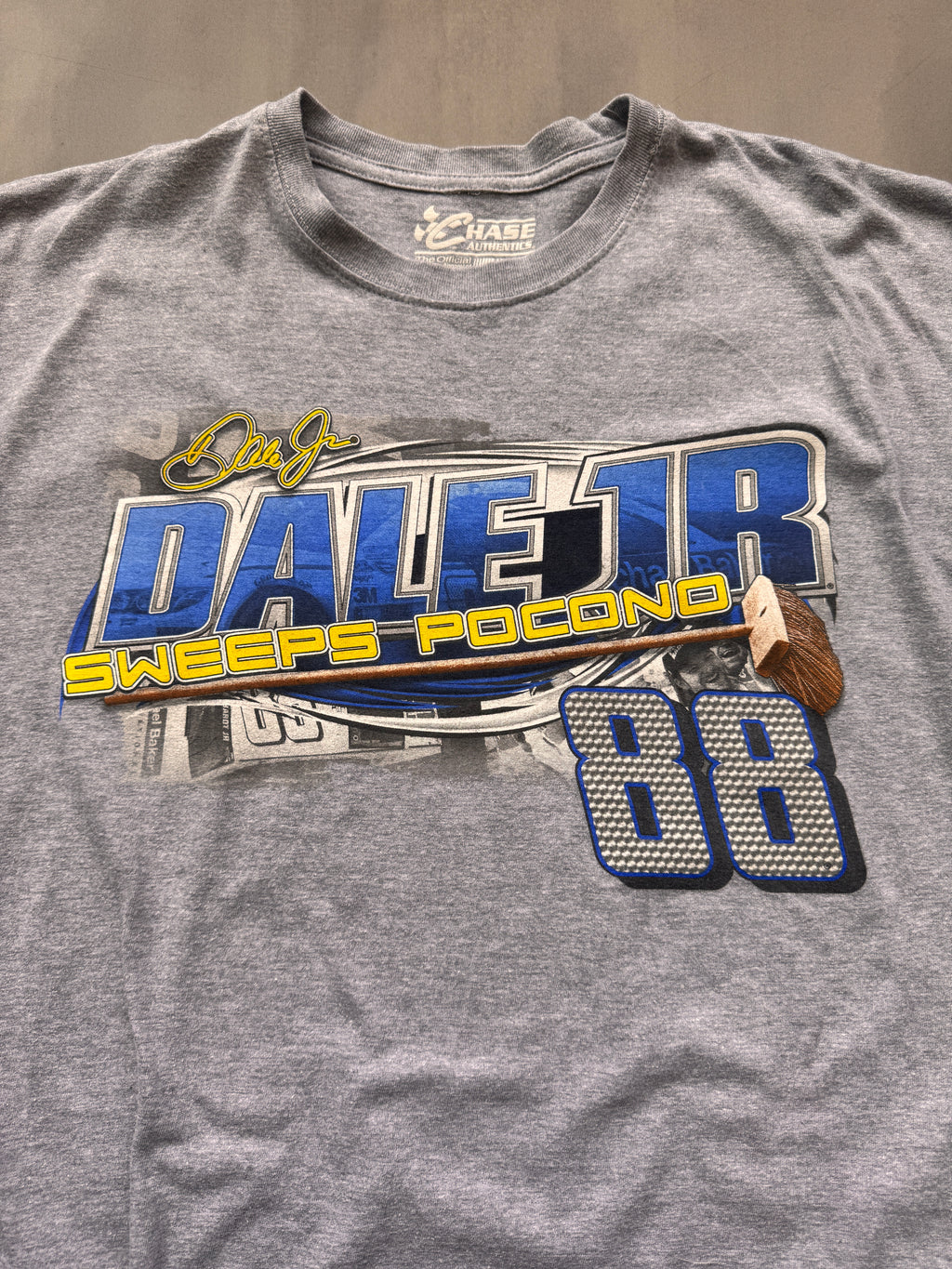 VINTAGE NASCAR DALE JR GREY TEE - L