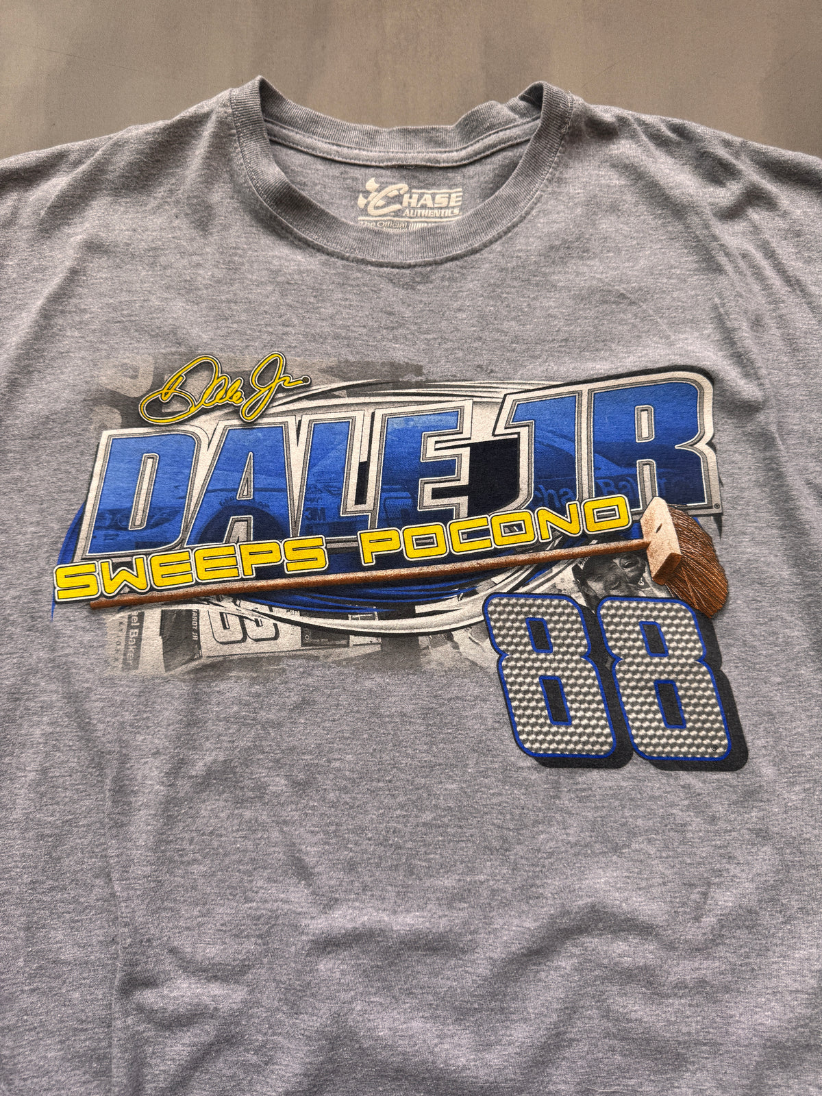 VINTAGE NASCAR DALE JR GREY TEE - L