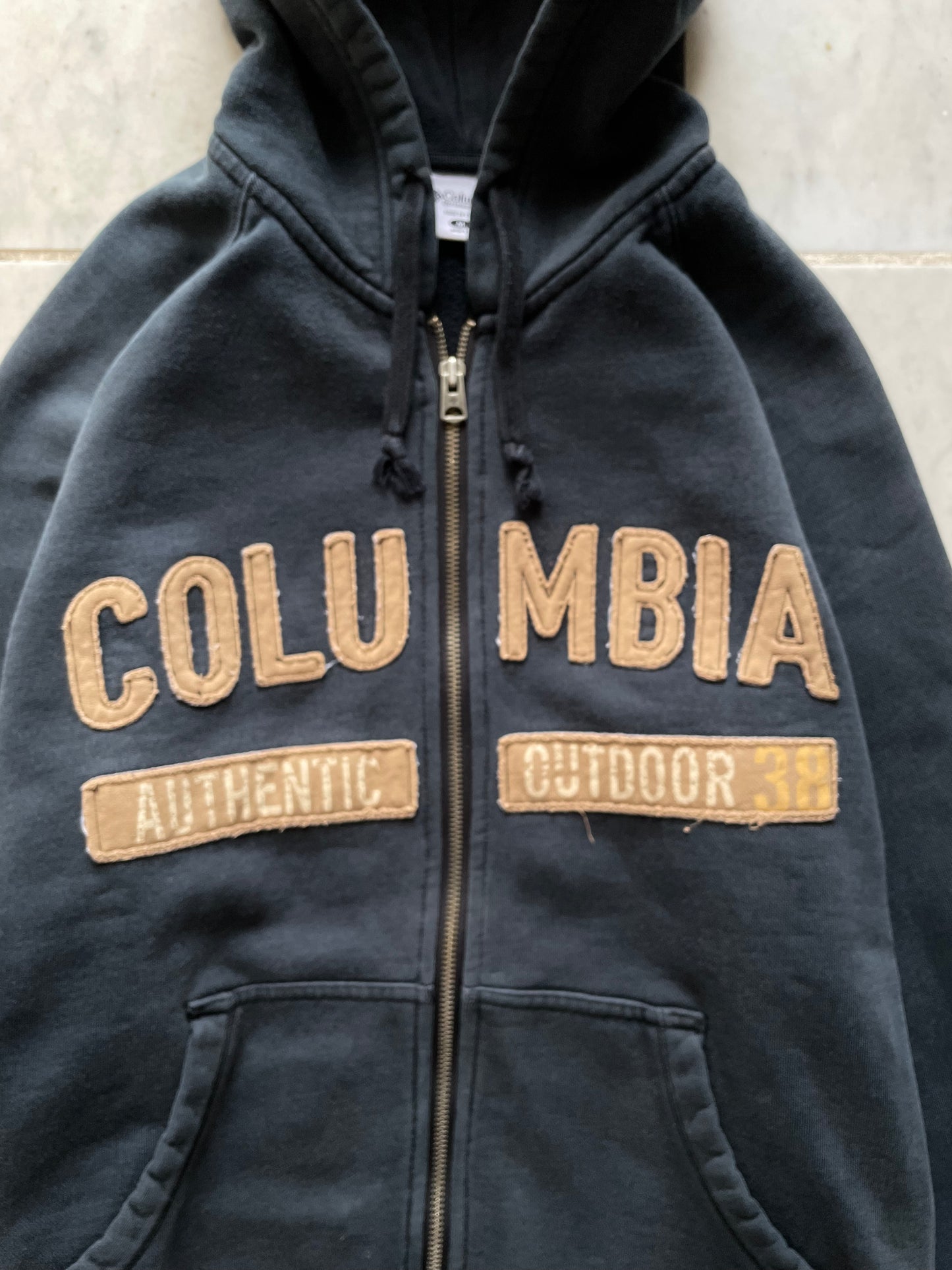 COLUMBIA SPORTSWEAR NAVY ZIP UP HOODIE - MEDIUM