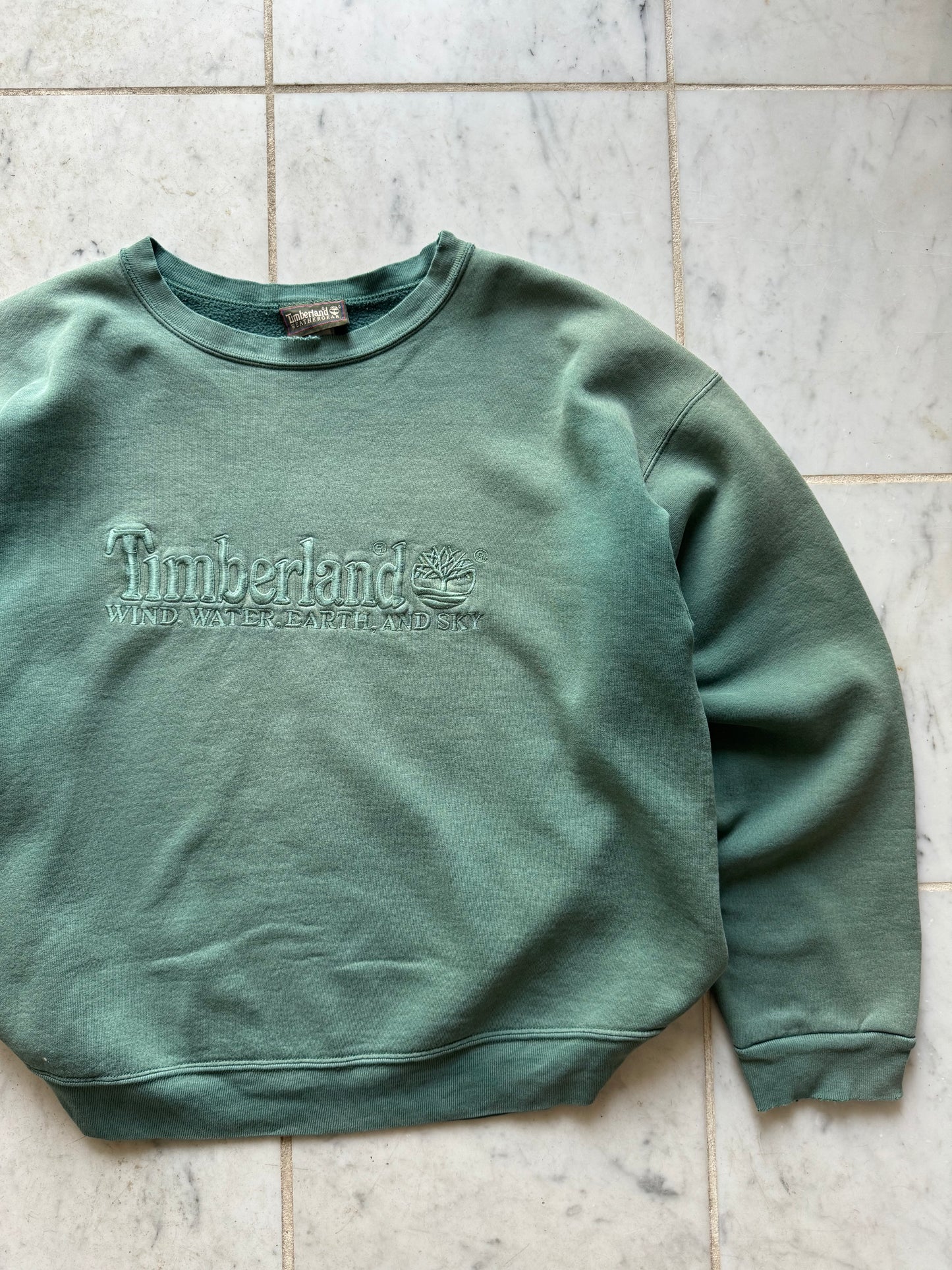 TIMBERLAND WEATHERGEAR GREEN SWEATER - LARGE