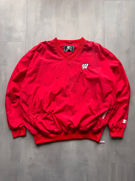 VINTAGE STARTER WISCONSIN BADGERS RED WINDBREAKER - XXL