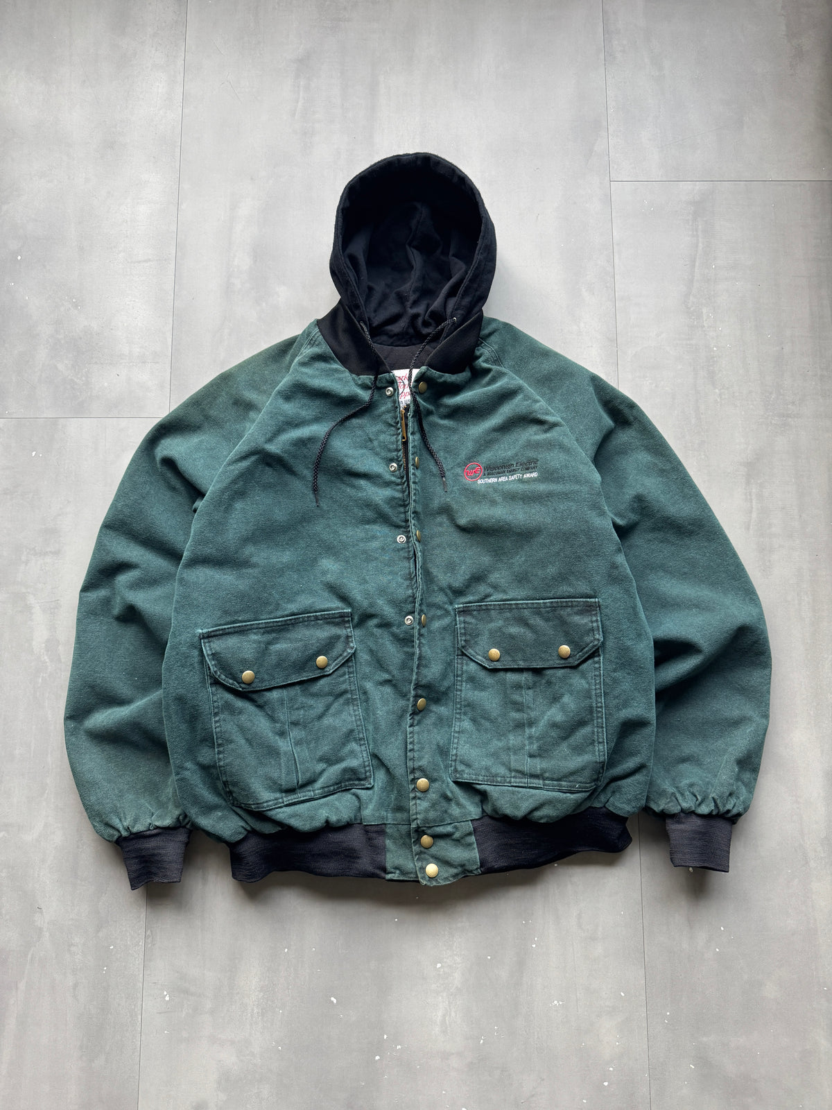 VINTAGE FADED GREEN WORKWEAR JACKET - XL