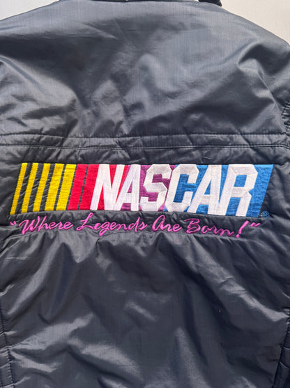 VINTAGE NASCAR BLACK PUFFER JACKET - M