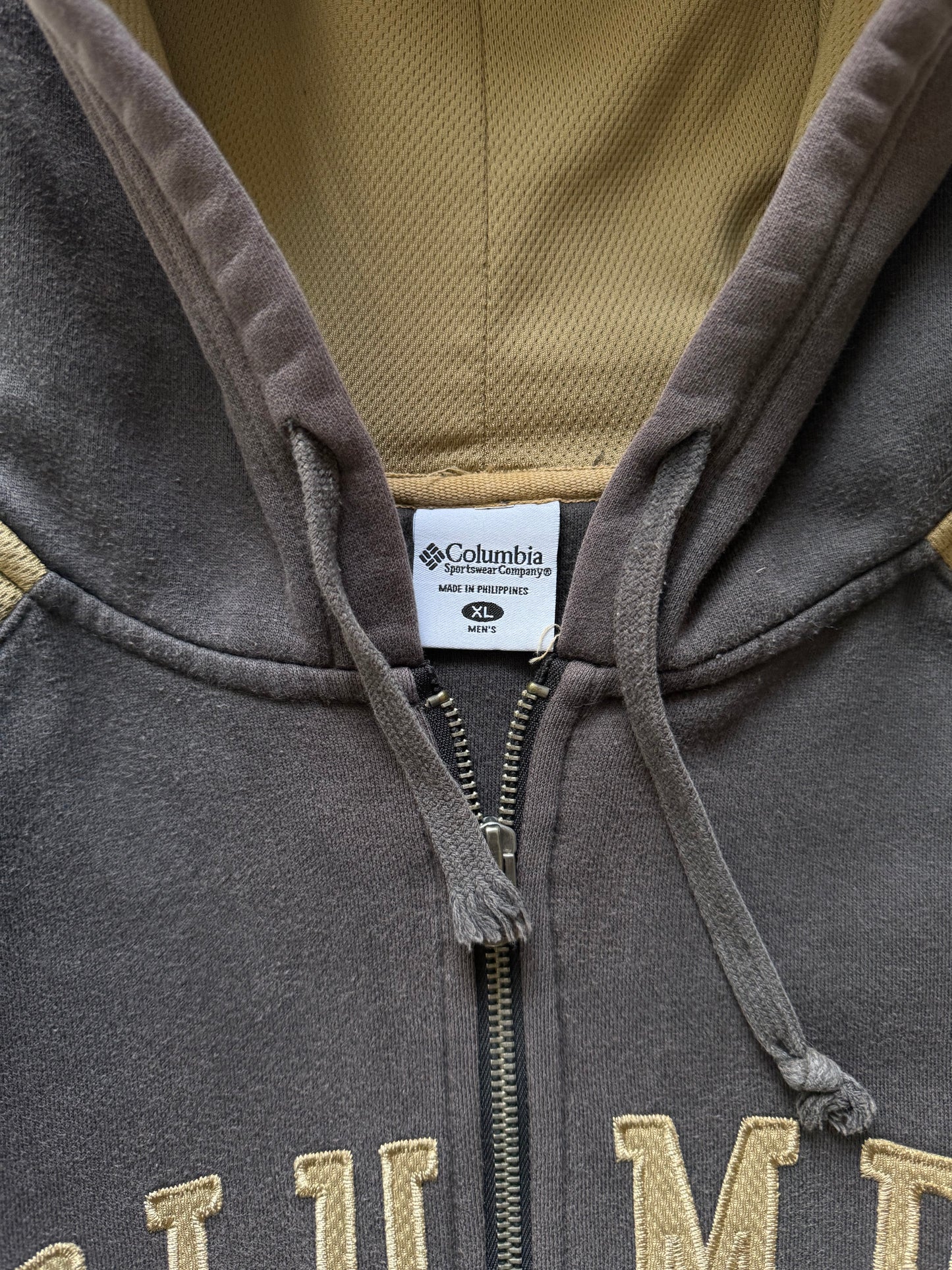 COLUMBIA BROWN/BEIGE ZIP UP HOODIE - XLARGE