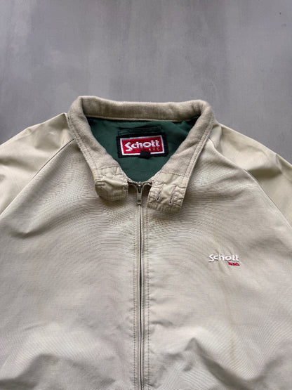 VINTAGE SCHOTT NYC BEIGE TRUCKER JACKET - L