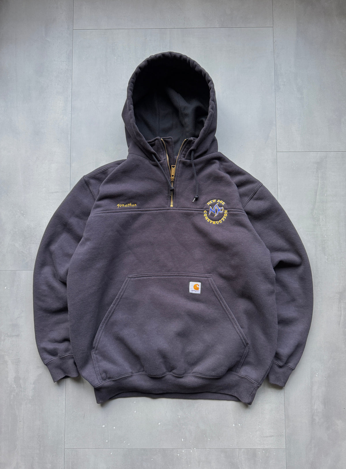 VINTAGE CARHARTT DARK GREY HOODIE - L