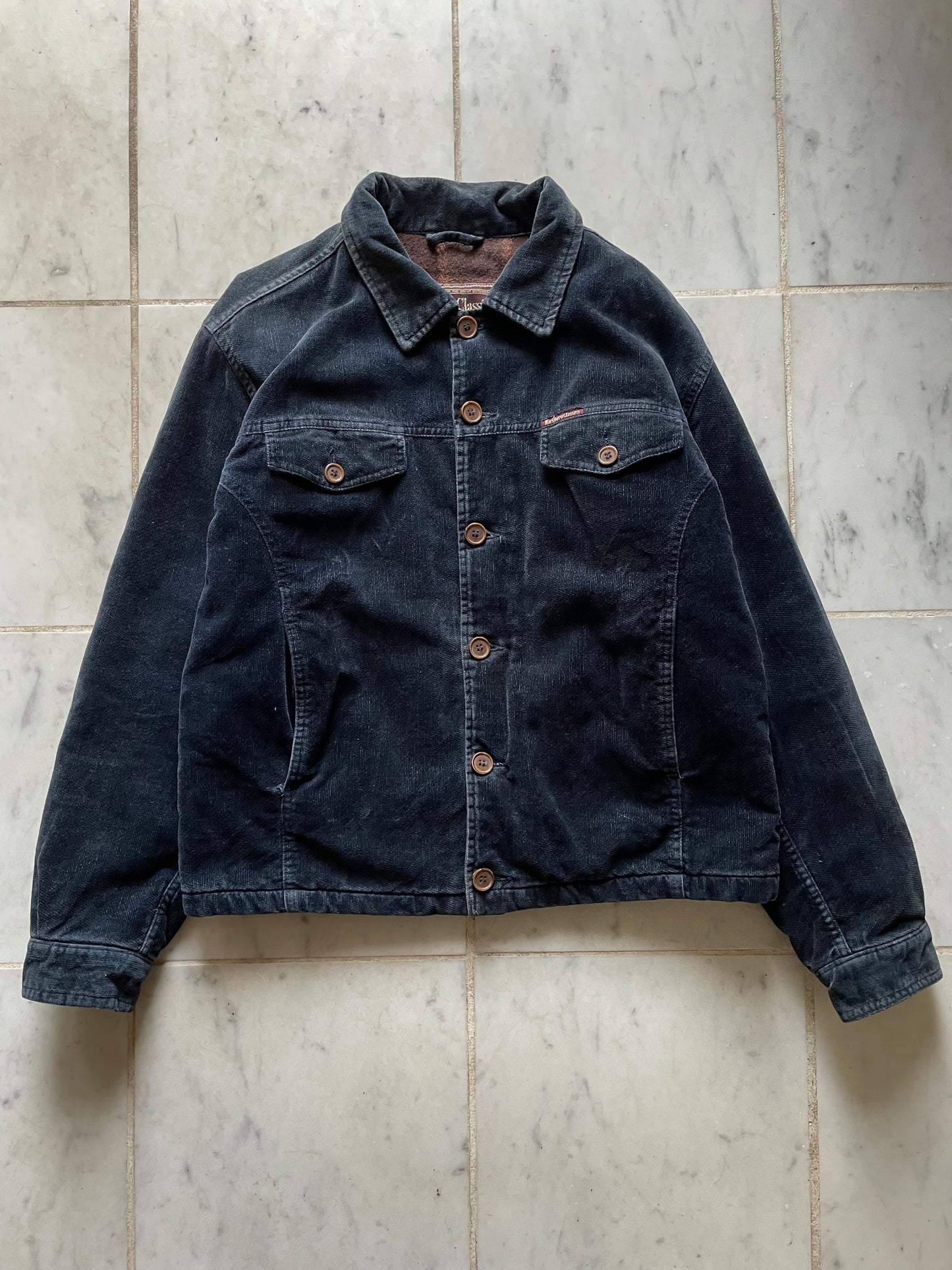 MARLBORO CLASSICS VELVET NAVY TRUCKER JACKET - MEDIUM