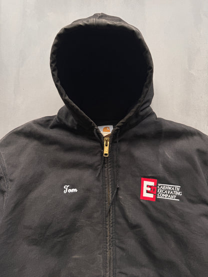 VINTAGE CARHARTT CARNWATH EXCAVATING FADED GREY ACTIVE JACKET - XL