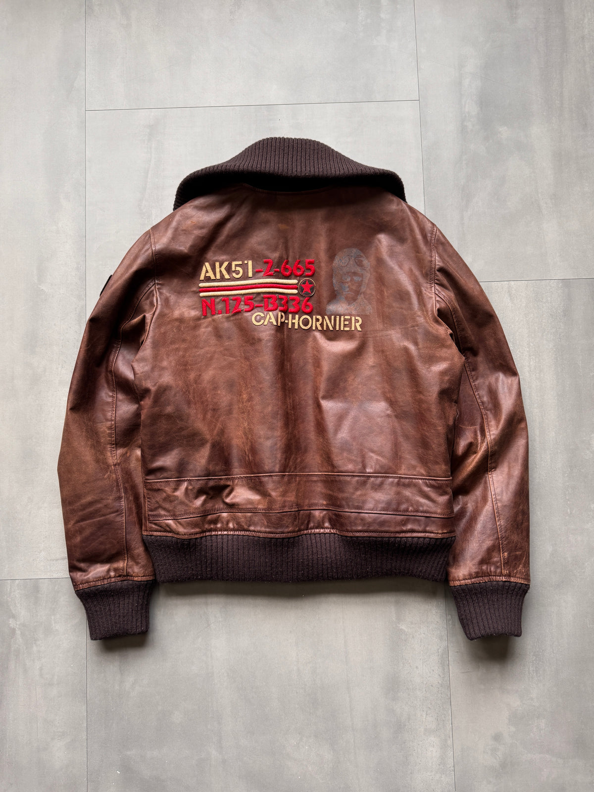 VINTAGE BROWN LEATHER PILOT JACKET - XL