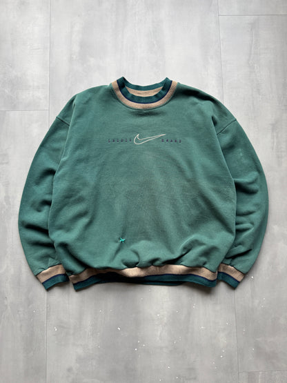 VINTAGE NIKE 90s SWOOSH FADED GREEN SWEATER - L