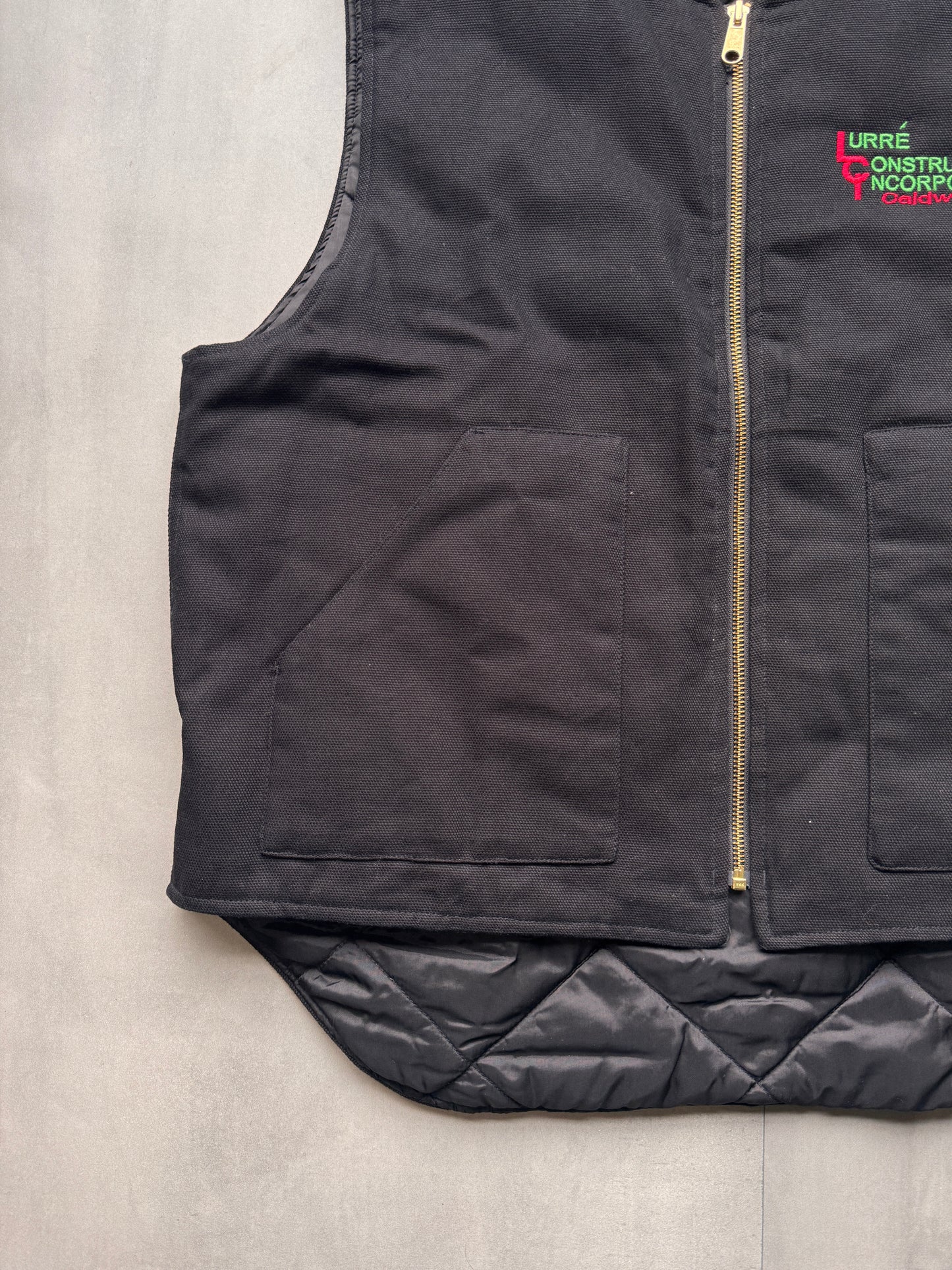 VINTAGE TRI MOUNTAIN BLACK WORK GILET - LARGE