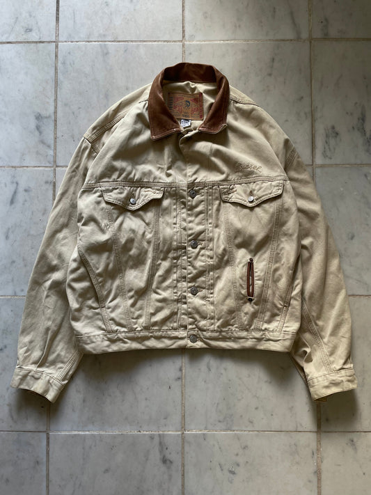 DIESEL INDUSTRY BEIGE TRUCKER JACKET - LARGE