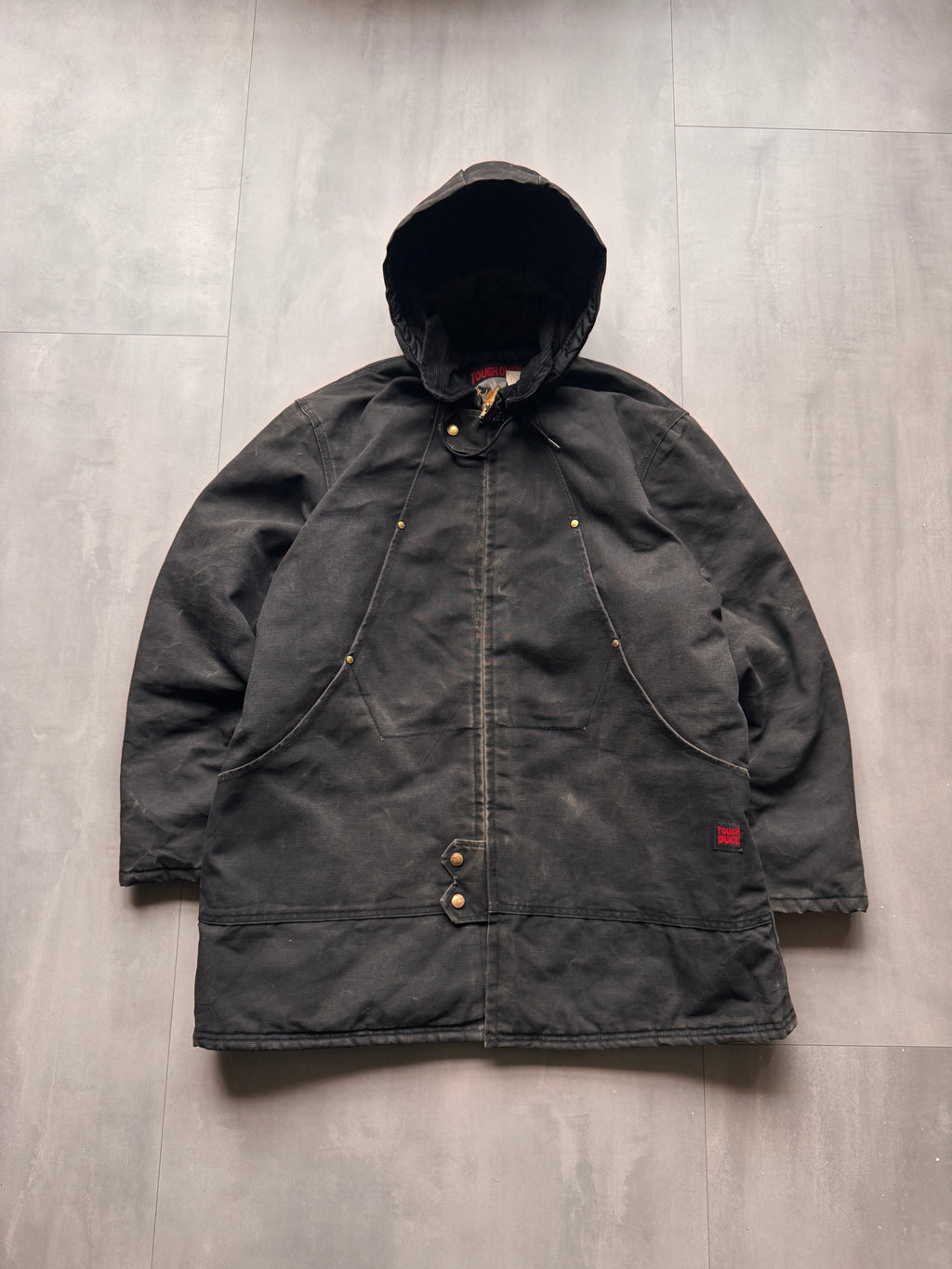 VINTAGE TOUGH DUCK BLACK WORKWEAR JACKET - XL