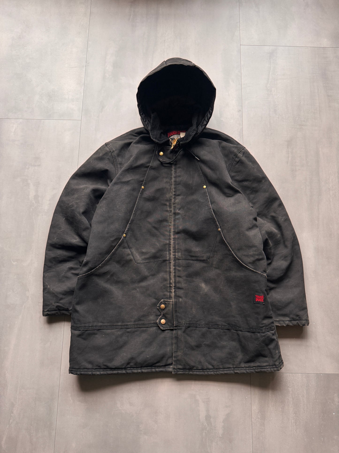 VINTAGE TOUGH DUCK BLACK WORKWEAR JACKET - XL