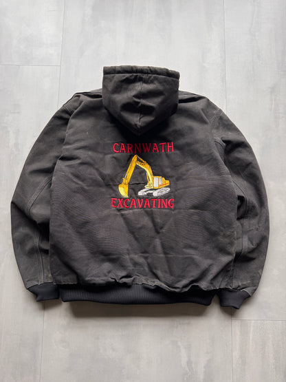 VINTAGE CARHARTT CARNWATH EXCAVATING FADED GREY ACTIVE JACKET - XL
