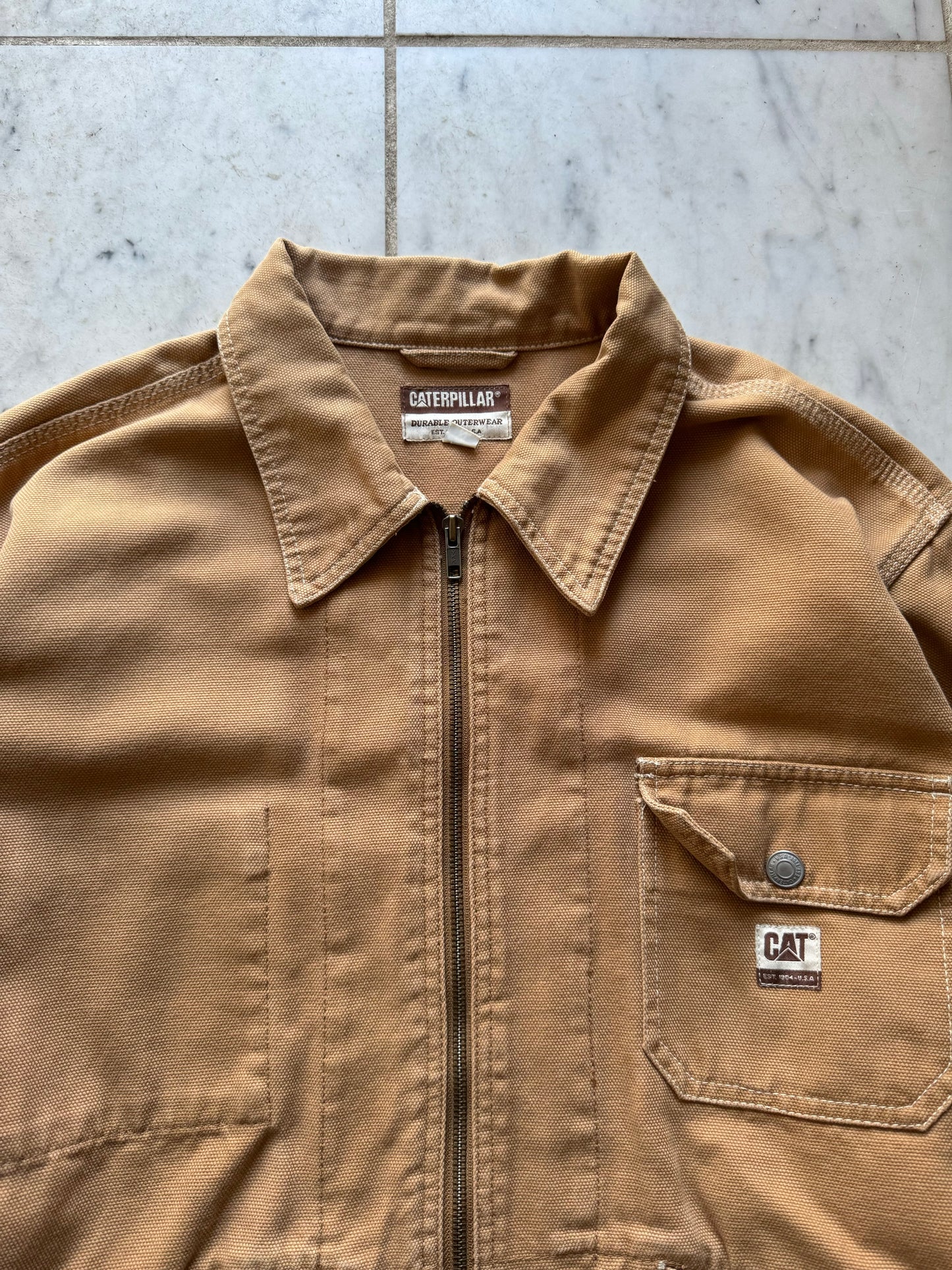 CATERPILLAR TAN LIGHTWEIGHT WORK JACKET - LARGE/XLARGE