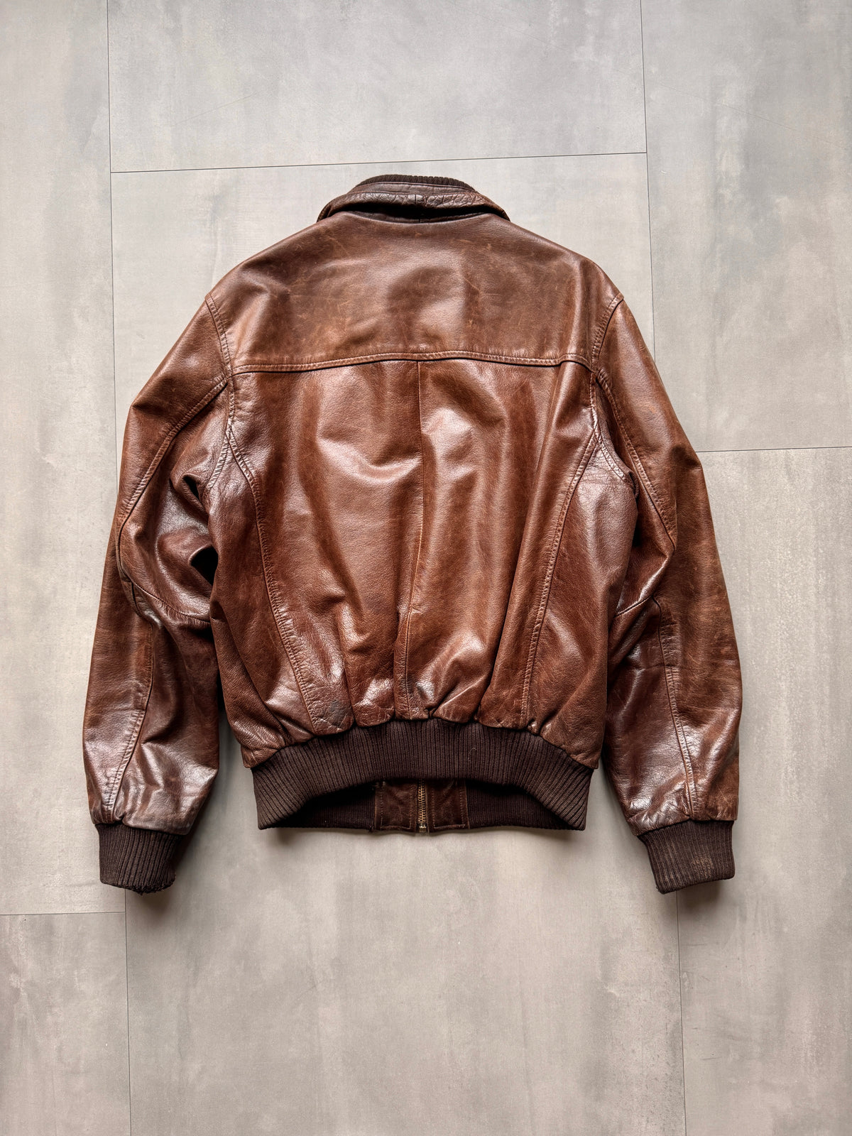 VINTAGE OAKWOOD BROWN LEATHER JACKET - M