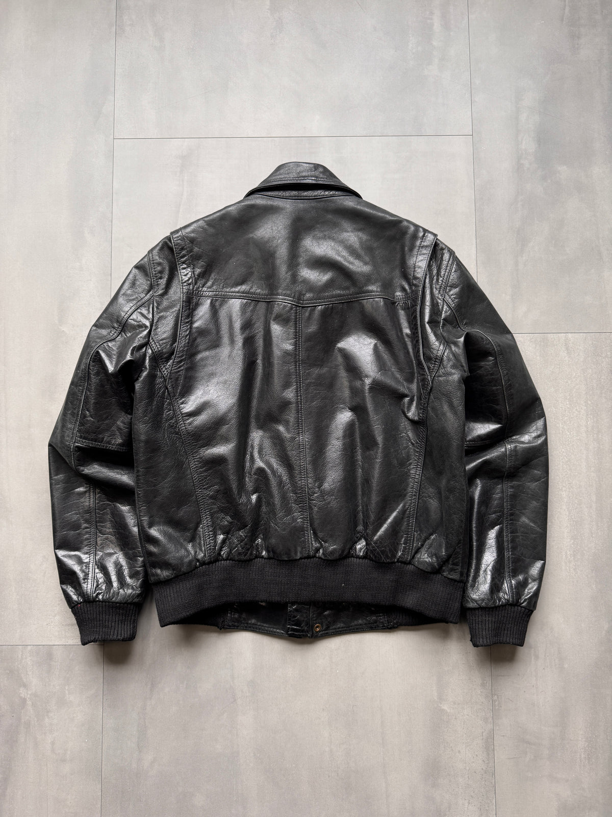 VINTAGE REDSKINS BLACK LEATHER JACKET - L