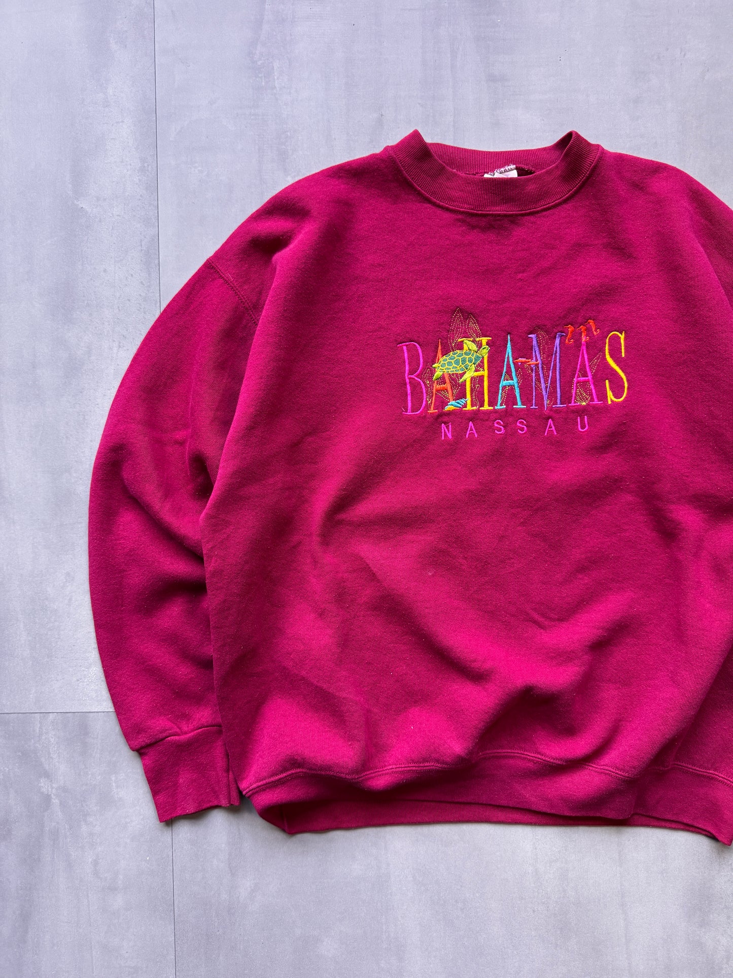 VINTAGE BAHAMAS NASSAU MAROON SWEATER - LARGE