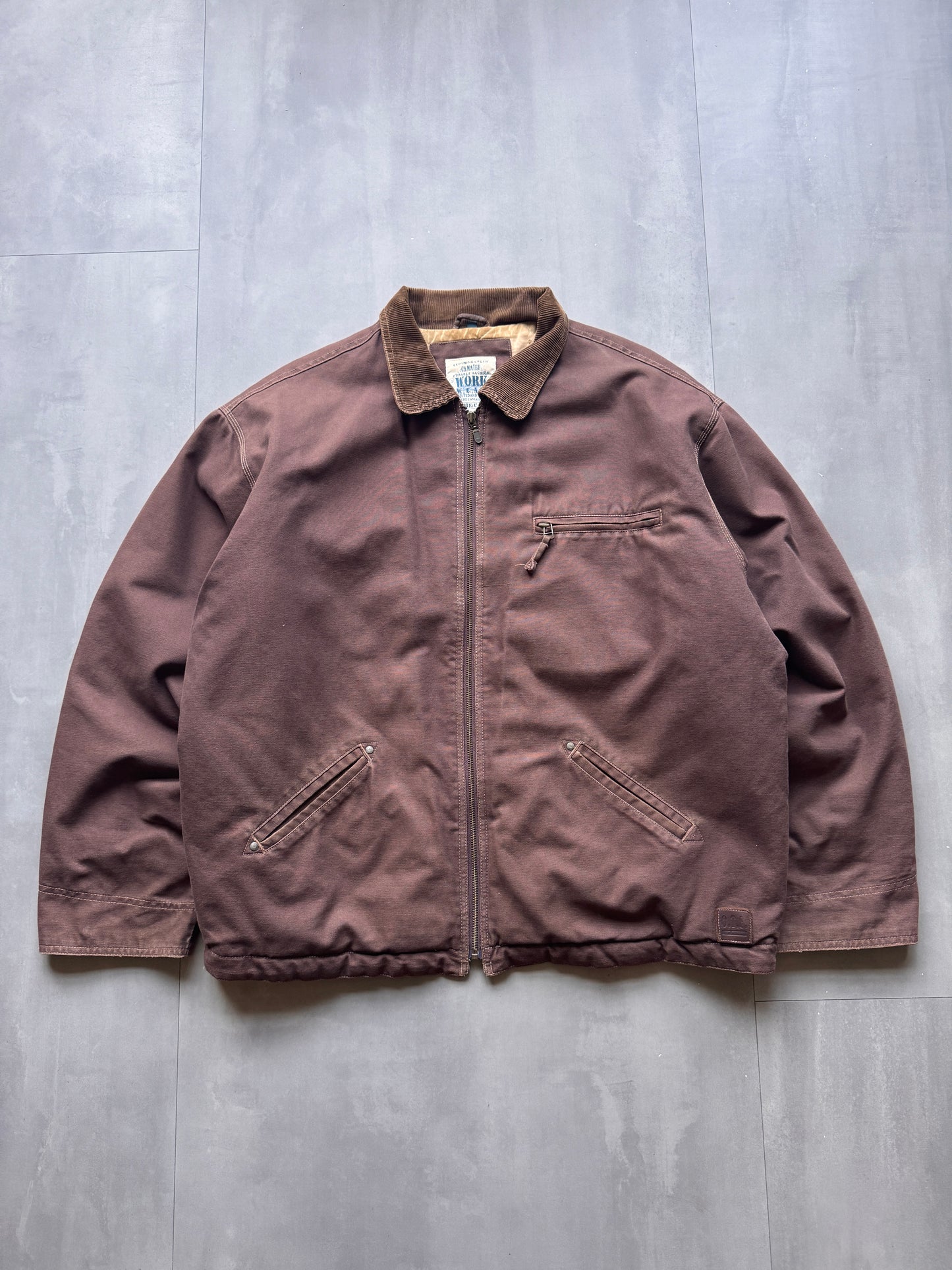 VINTAGE WORKWEAR BROWN LINED DETROIT JACKET - XL