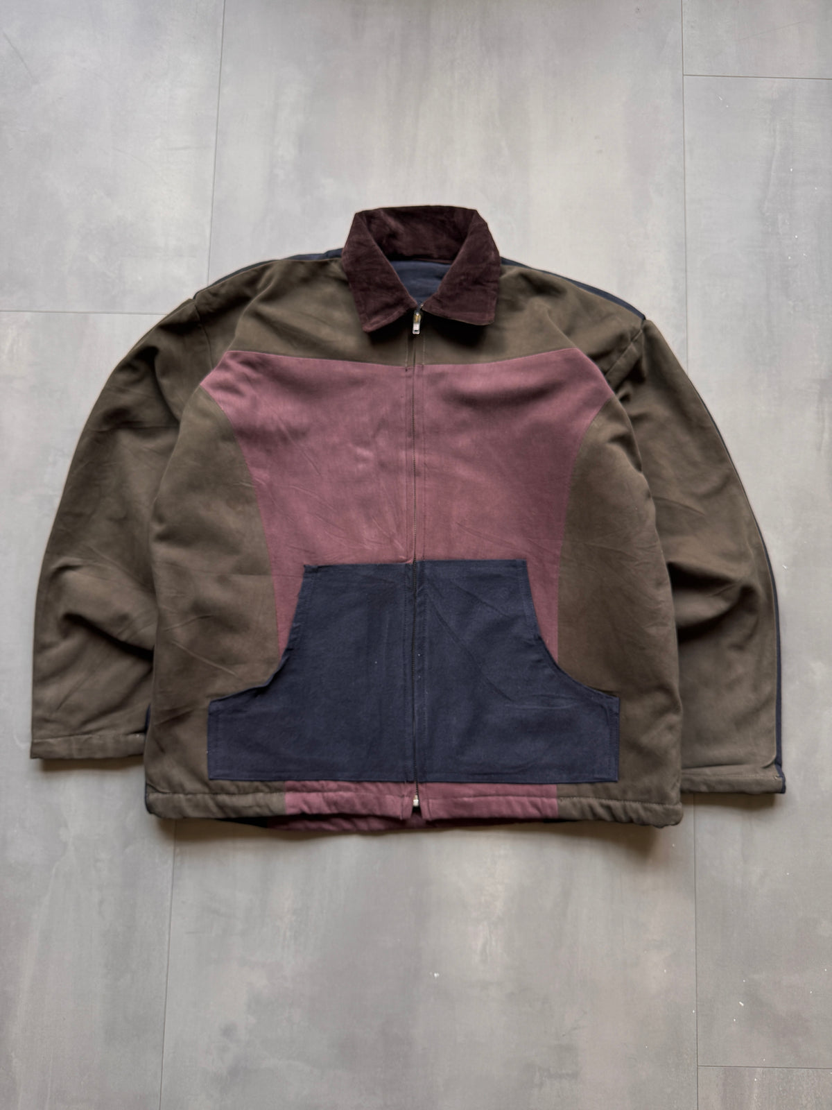 VINTAGE REWORKED COLORBLOCK TRUCKER JACKET - L