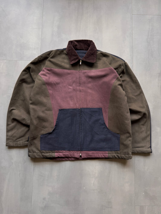 VINTAGE REWORKED COLORBLOCK TRUCKER JACKET - L