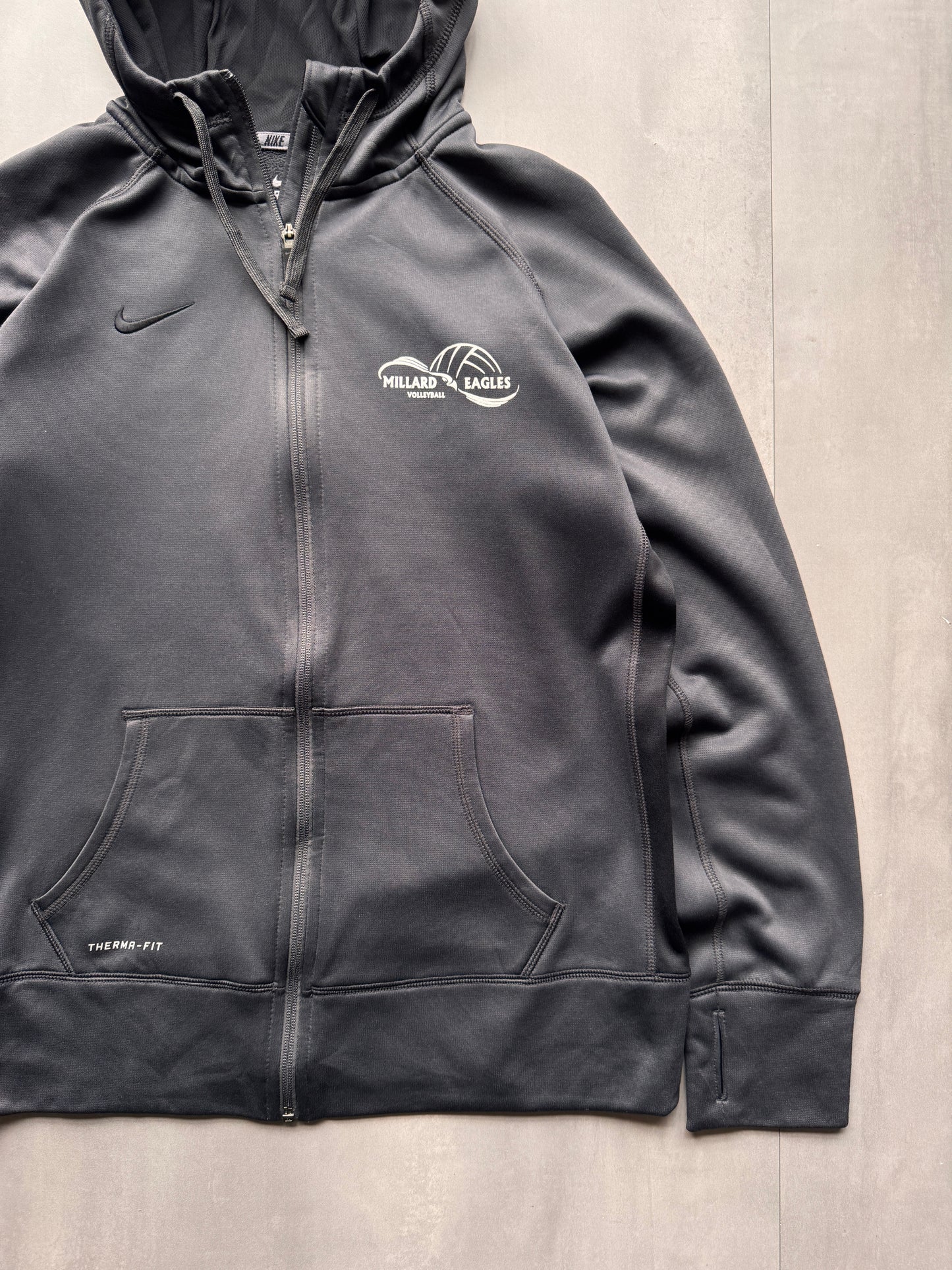 VINTAGE NIKE BASKETBALL GREY ZIP UP HOODIE - XL